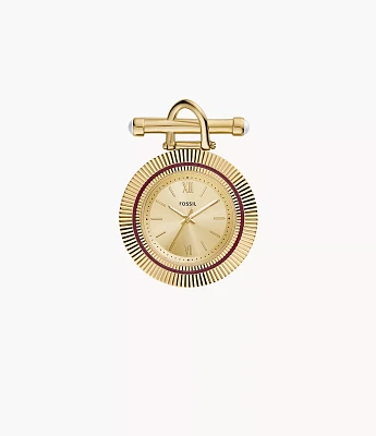 Scarlette Three-Hand Gold-Tone Stainless Steel Watch Brooch