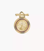 Scarlette Three-Hand Gold-Tone Stainless Steel Watch Brooch