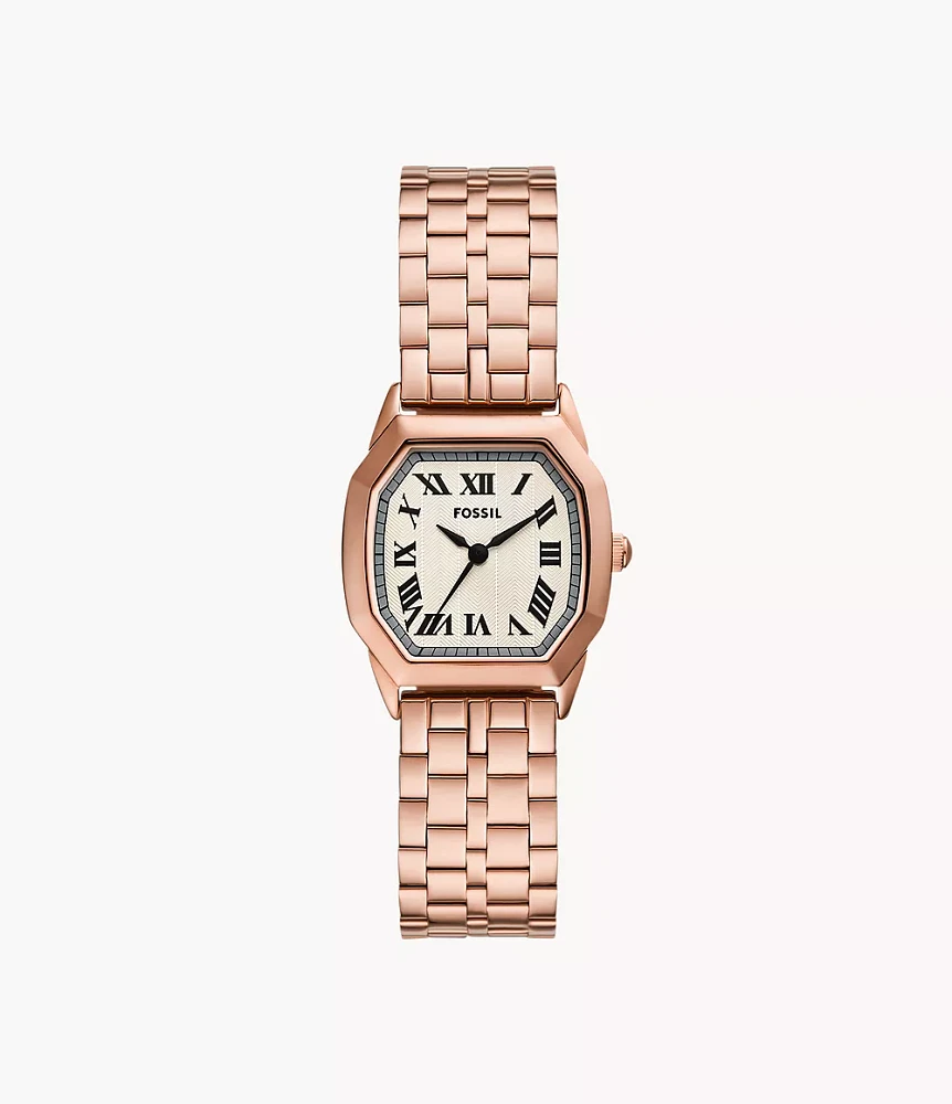 Harlow Three-Hand Rose Gold-Tone Stainless Steel Watch