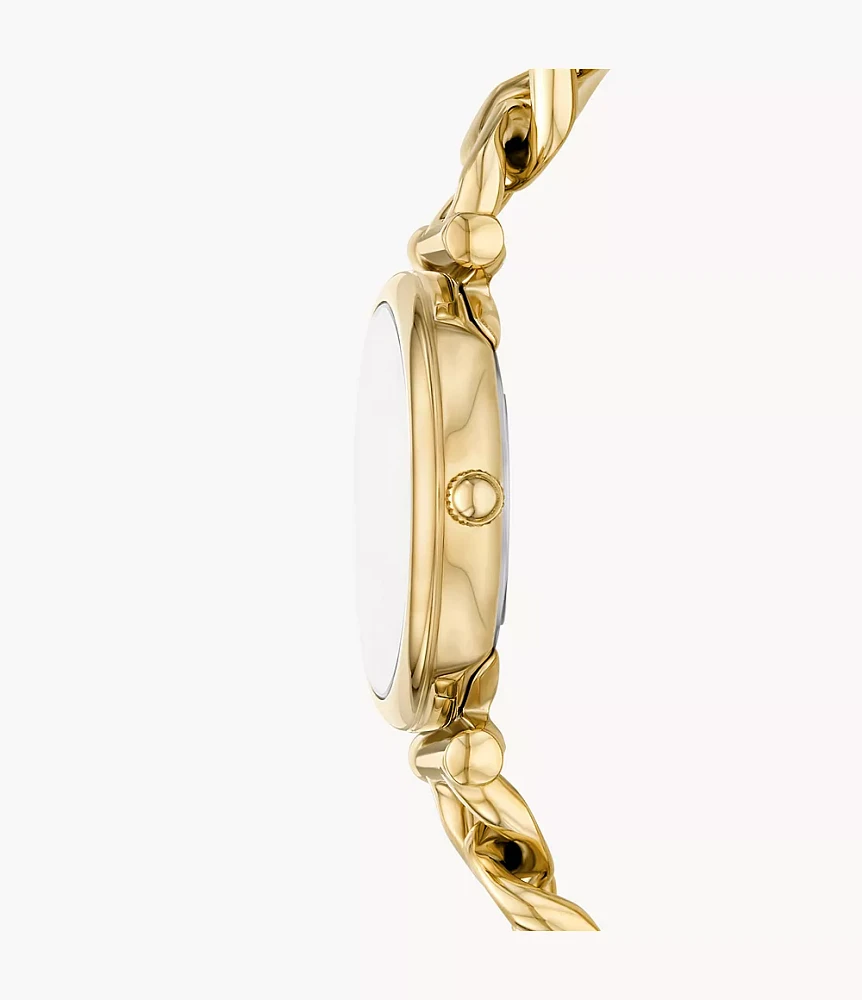 Carlie Three-Hand Gold-Tone Stainless Steel Watch and Bracelet Set
