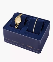 Carlie Three-Hand Gold-Tone Stainless Steel Watch and Bracelet Set