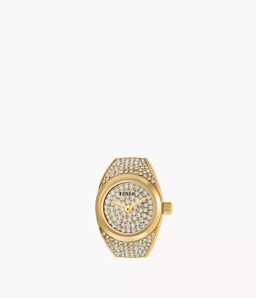 Watch Ring Two-Hand Gold-Tone Stainless Steel