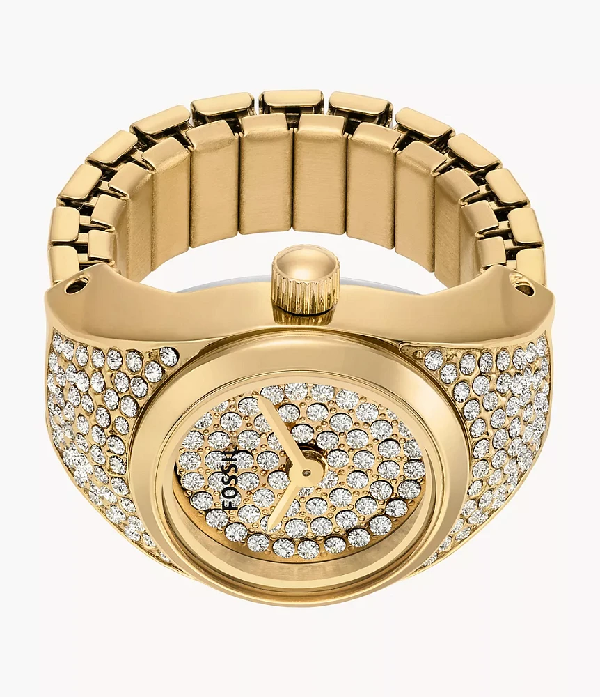 Watch Ring Two-Hand Gold-Tone Stainless Steel