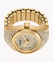 Watch Ring Three-Hand Gold-Tone Stainless Steel