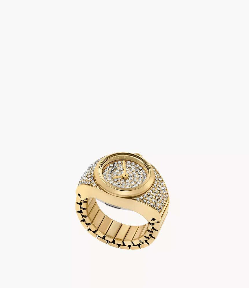 Watch Ring Three-Hand Gold-Tone Stainless Steel