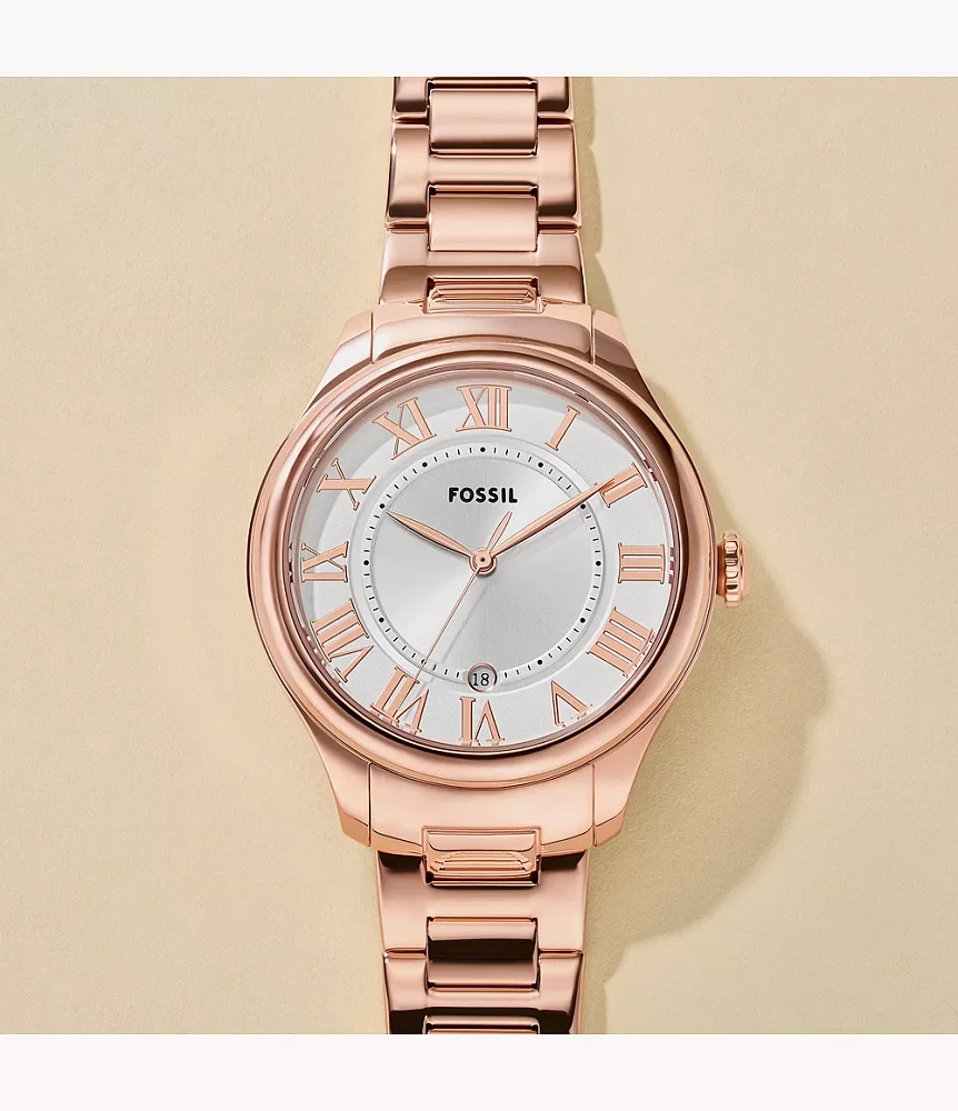 Gilmore Three-Hand Date Rose Gold-Tone Stainless Steel Watch