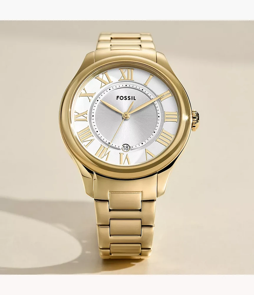 Gilmore Three-Hand Date Gold-Tone Stainless Steel Watch