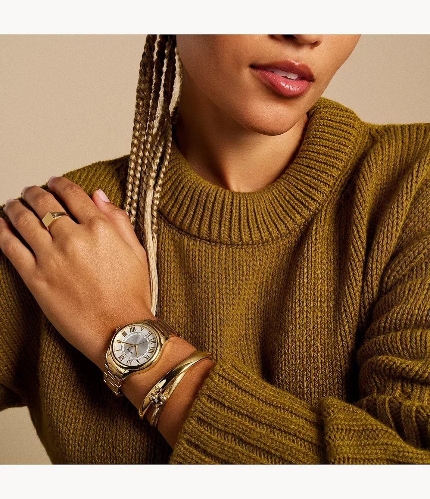 Gilmore Three-Hand Date Gold-Tone Stainless Steel Watch