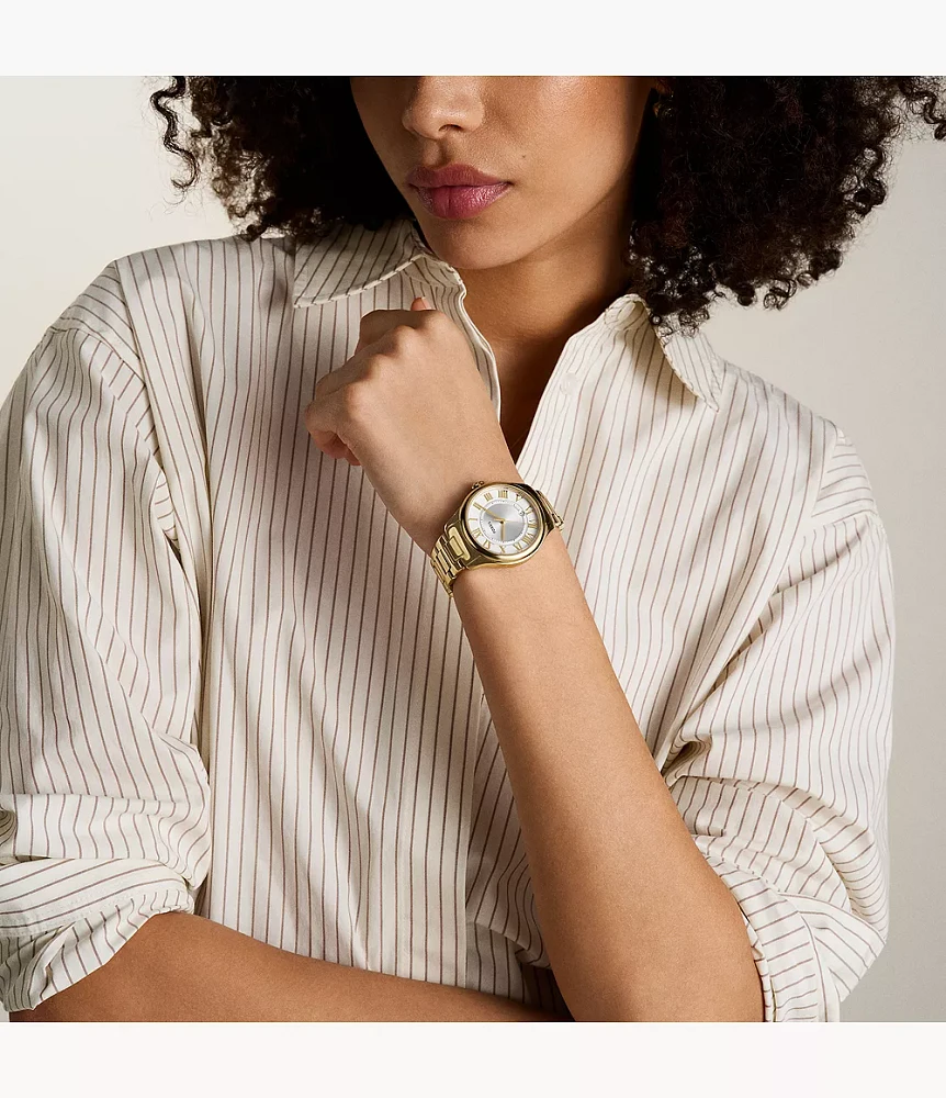 Gilmore Three-Hand Date Gold-Tone Stainless Steel Watch
