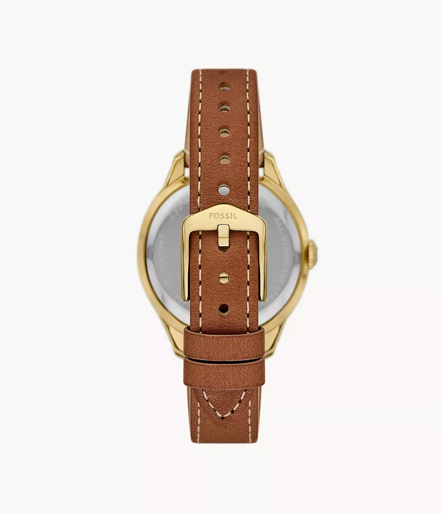 Gilmore Three-Hand Date Medium Brown Leather Watch