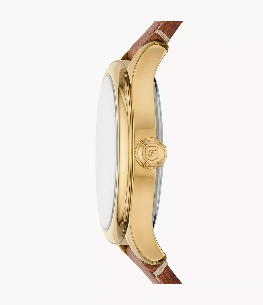 Gilmore Three-Hand Date Medium Brown Leather Watch
