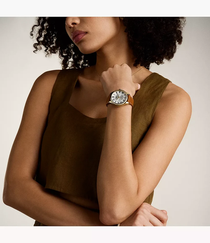 Gilmore Three-Hand Date Medium Brown Leather Watch