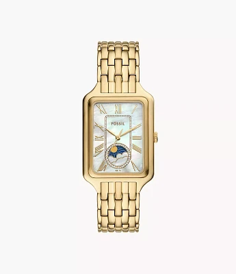 Raquel Sun Moon Multifunction Gold-Tone Stainless Steel Watch