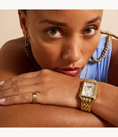 Raquel Sun Moon Multifunction Gold-Tone Stainless Steel Watch
