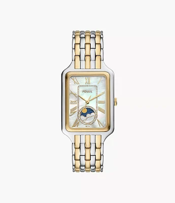 Raquel Sun Moon Multifunction Two-Tone Stainless Steel Watch