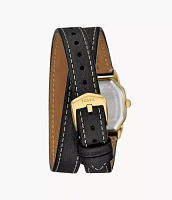 Harlow Three-Hand Black Leather Watch