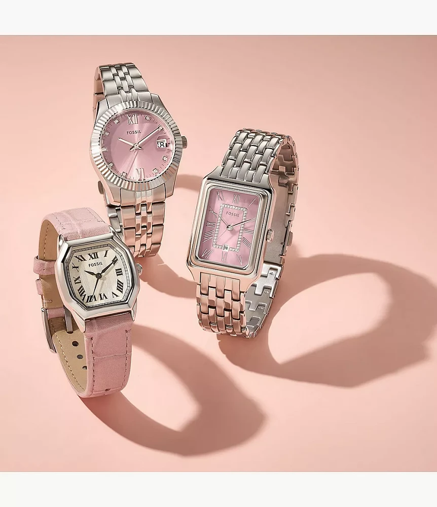 Harlow Three-Hand Light Pink Leather Watch