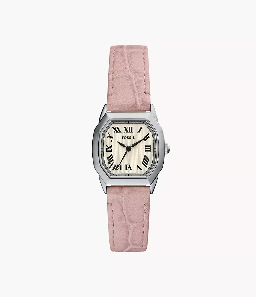 Harlow Three-Hand Light Pink Leather Watch