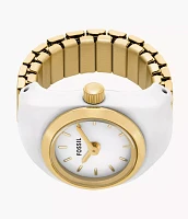 Watch Ring Two-Hand Gold-Tone Stainless Steel