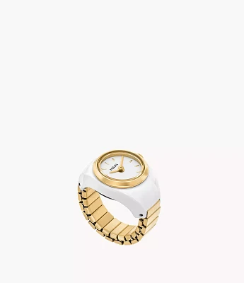Watch Ring Two-Hand Gold-Tone Stainless Steel