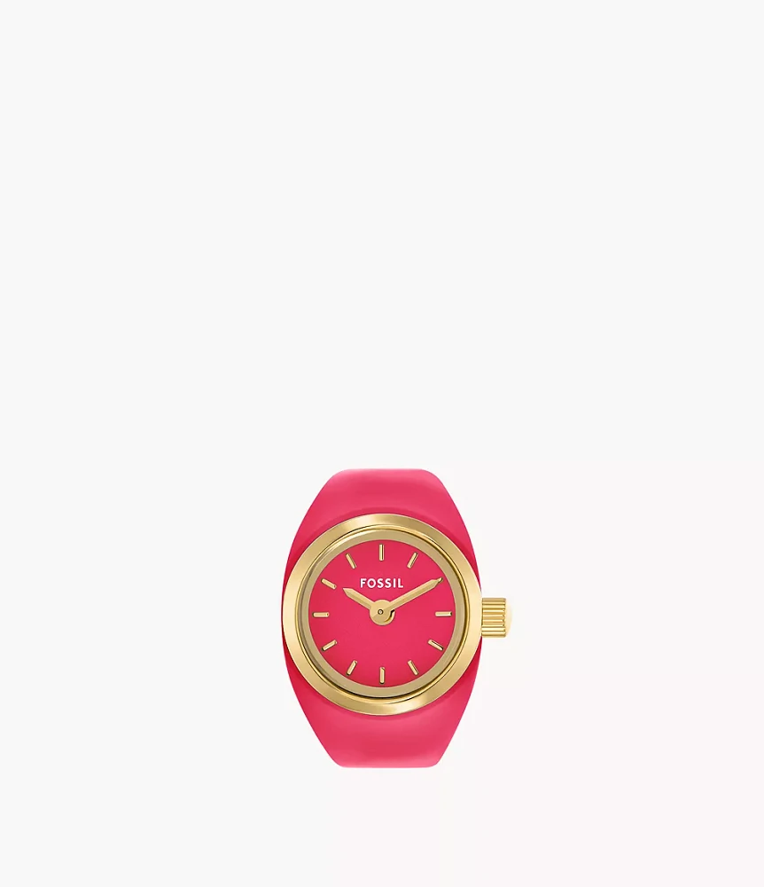 Watch Ring Two-Hand Pink Stainless Steel
