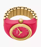 Watch Ring Two-Hand Pink Stainless Steel
