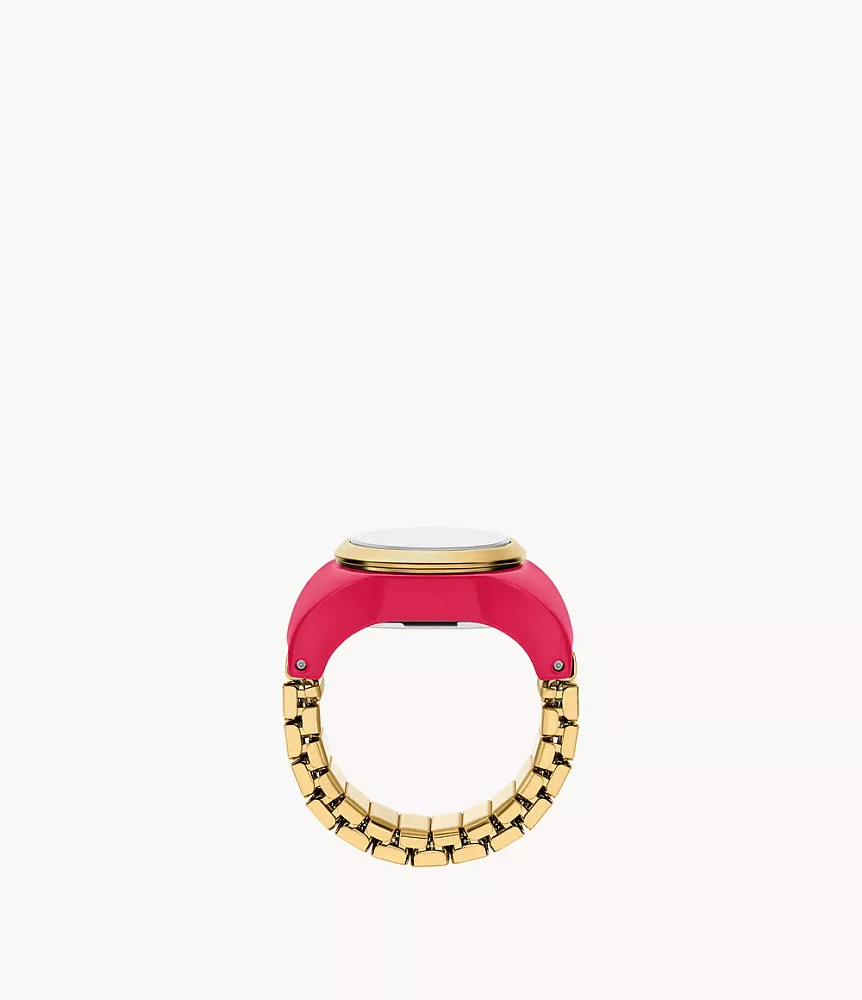 Watch Ring Two-Hand Pink Stainless Steel