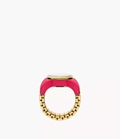 Watch Ring Two-Hand Pink Stainless Steel