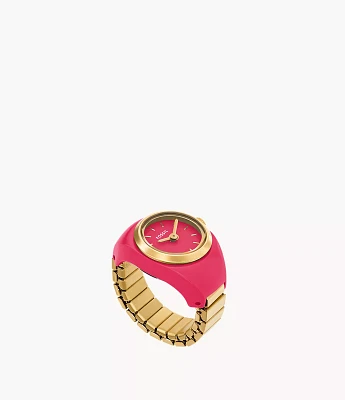 Watch Ring Two-Hand Pink Stainless Steel