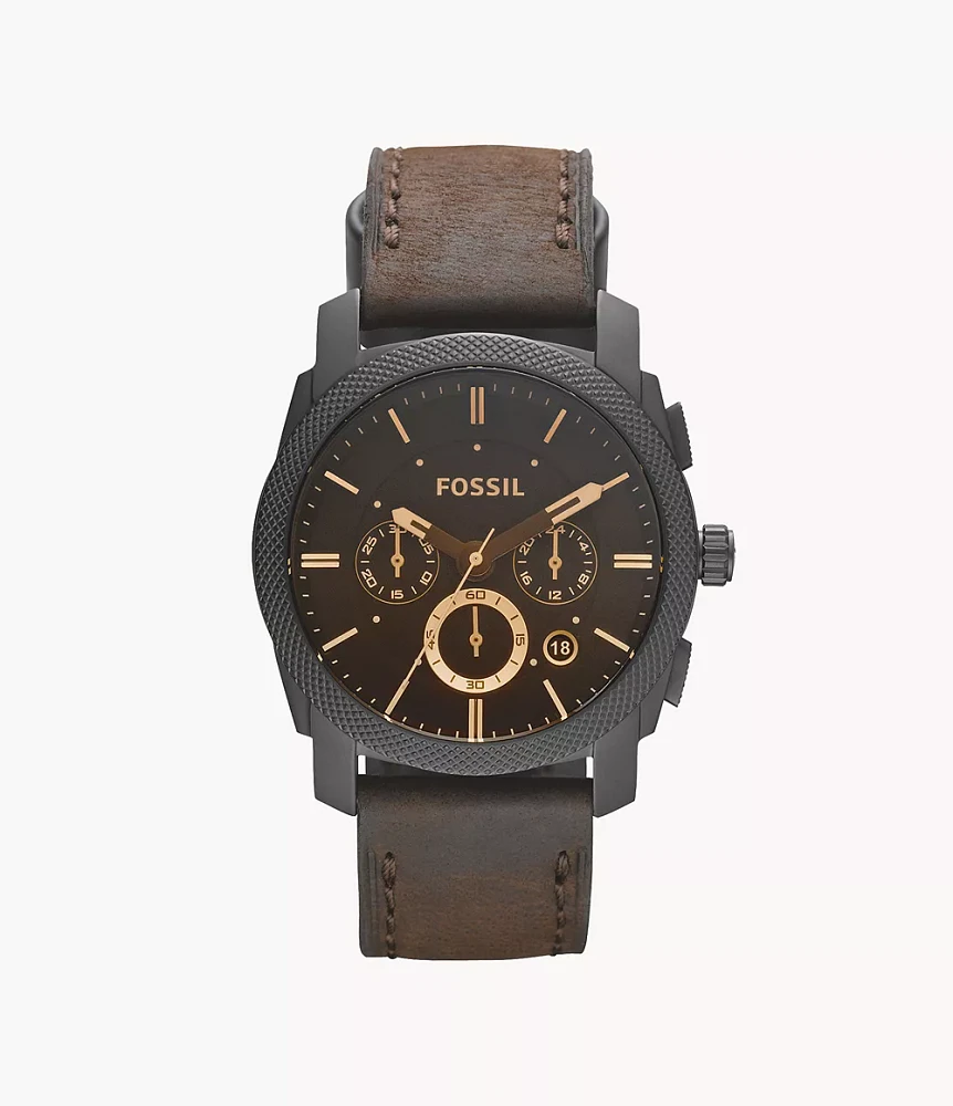 Machine Mid-Size Chronograph Brown Leather Watch