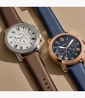 Grant Chronograph Navy Leather Watch