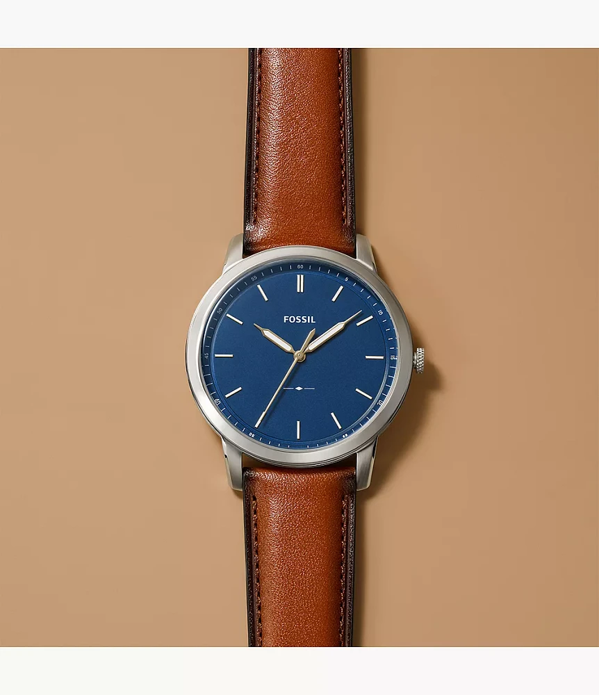 The Minimalist Slim Three-Hand Light Brown Leather Watch