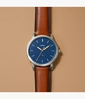The Minimalist Slim Three-Hand Light Brown Leather Watch
