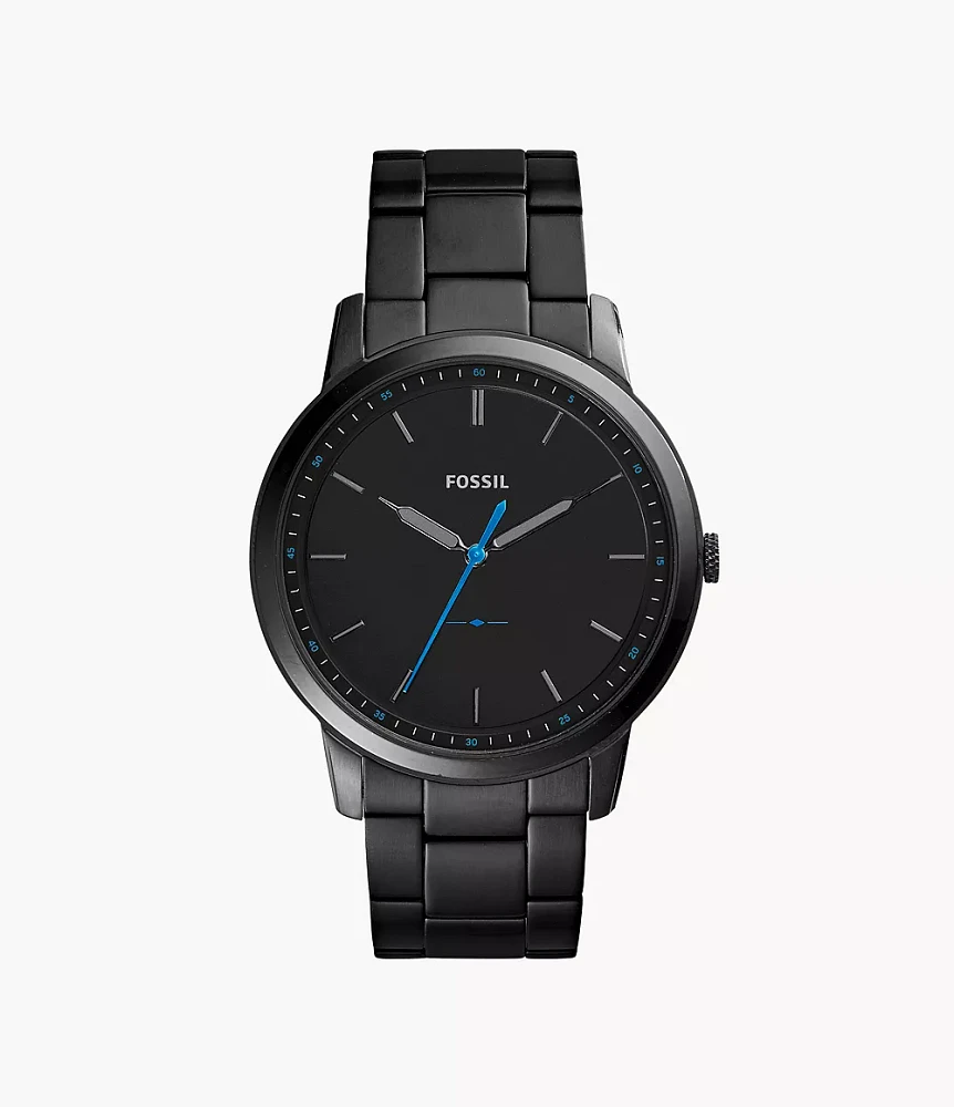 The Minimalist Slim Three-Hand Black Stainless Steel Watch