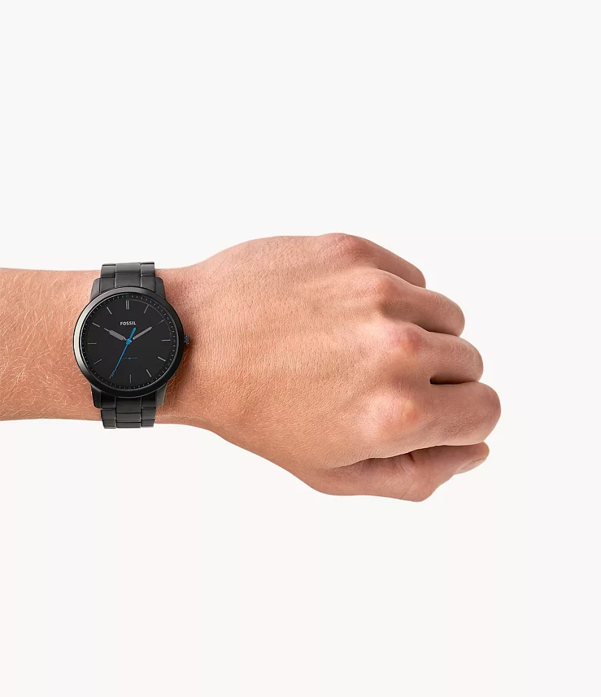 The Minimalist Slim Three-Hand Black Stainless Steel Watch