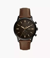 Townsman 44 mm Chronograph Brown Leather Watch