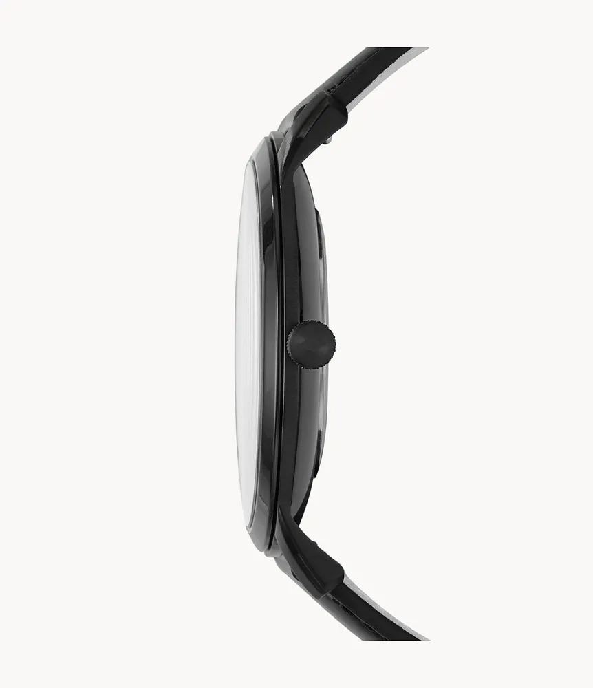 The Minimalist Two-Hand Black Leather Watch