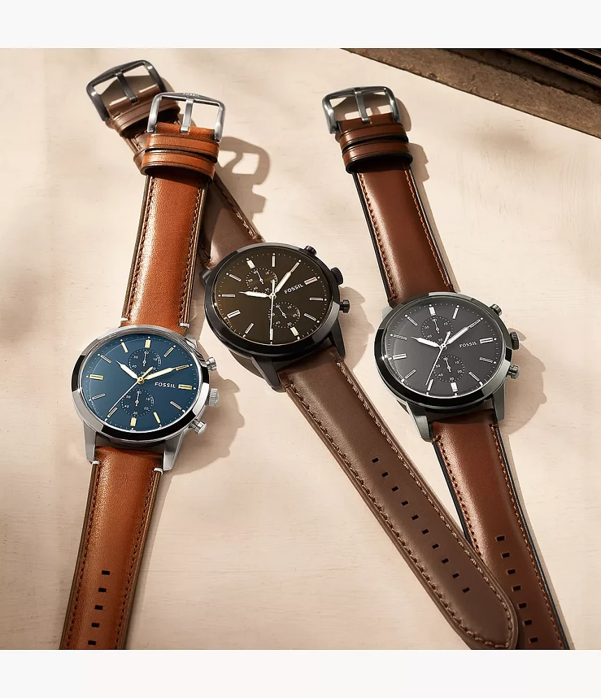 Neutra Chronograph Black Leather Watch