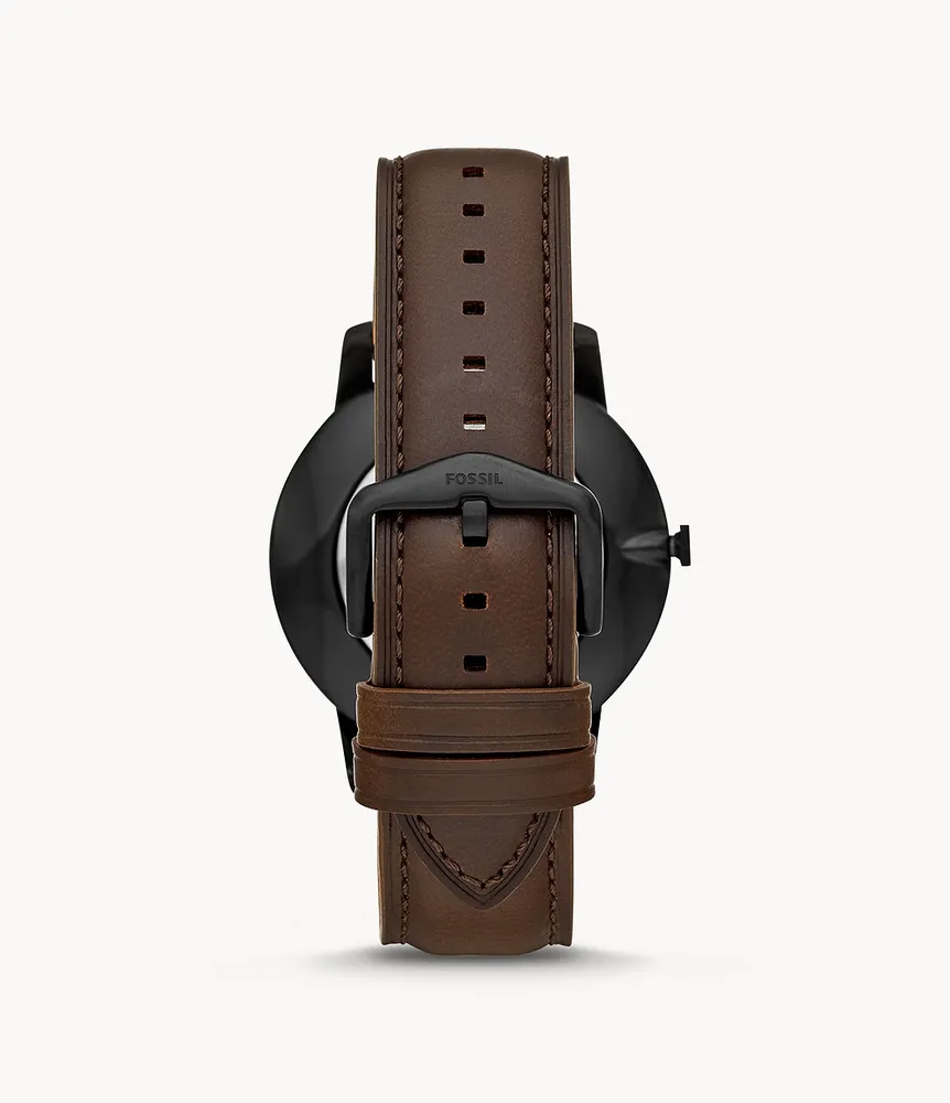 Minimalist Three-Hand Brown Leather Watch