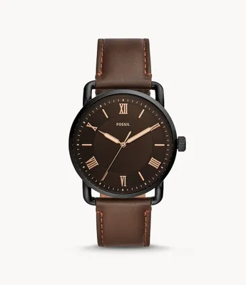 Copeland 42 mm Three-Hand Brown Leather Watch