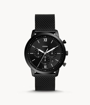 Neutra Chronograph Black Stainless Steel Mesh Watch - FS5707 - Fossil