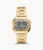 Retro Digital Gold-Tone Stainless Steel Watch - FS5843 - Fossil