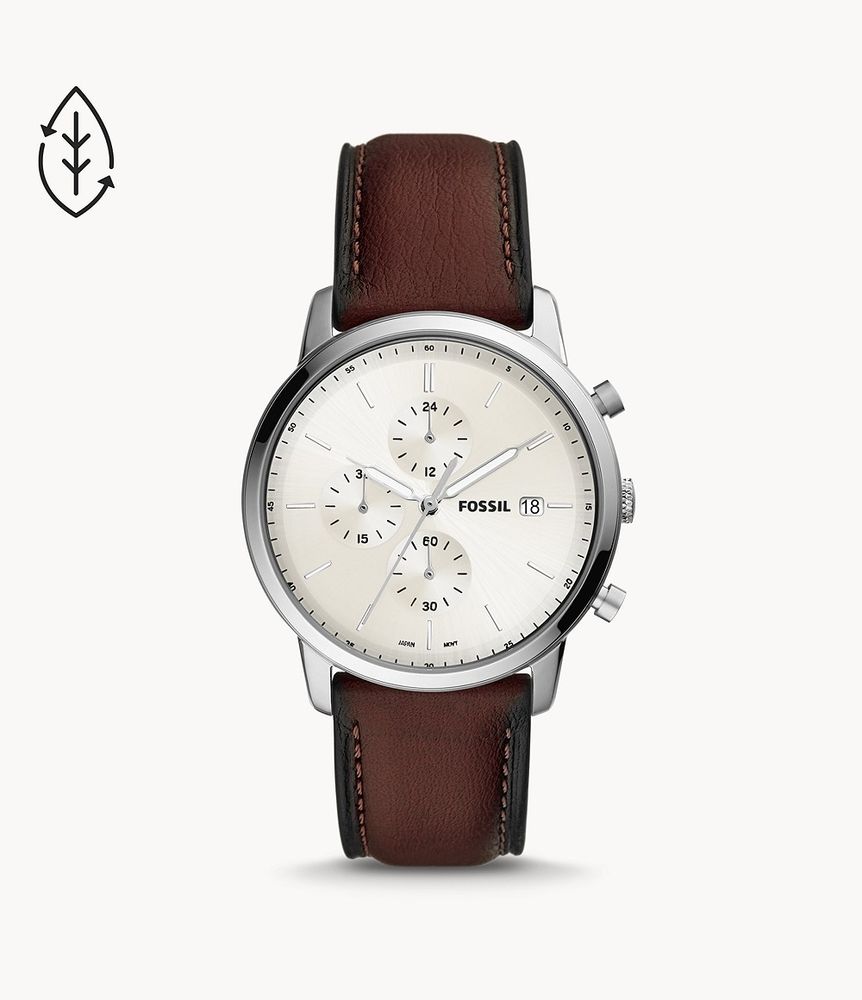 Minimalist Chronograph Brown LiteHide™ Leather Watch