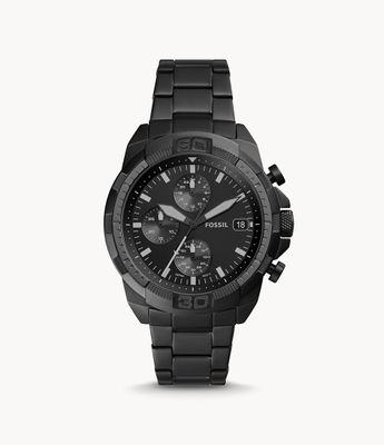 Bronson Chronograph Black Stainless Steel Watch - FS5853 - Fossil