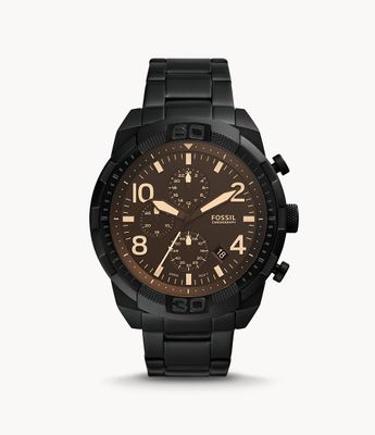 Bronson Chronograph Black Stainless Steel Watch - FS5876 - Fossil
