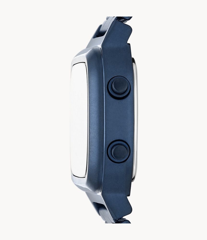 Retro Digital Blue Stainless Steel Watch - FS5896 - Fossil