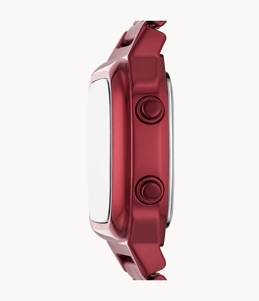 Retro Digital Pomegranate Red Stainless Steel Watch - FS5897 - Fossil