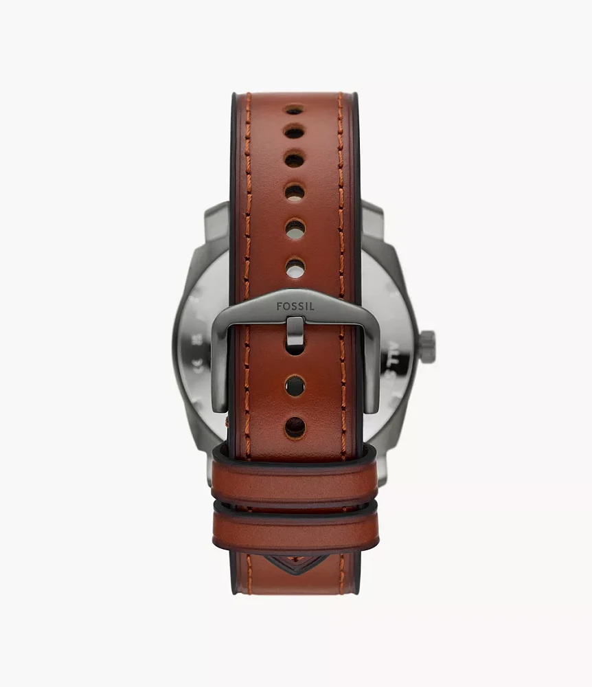 Machine Three-Hand Date Brown Leather Watch