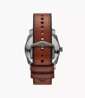 Machine Three-Hand Date Brown Leather Watch