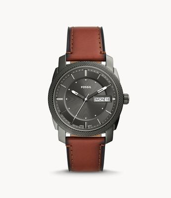 Machine Three-Hand Date Brown Eco Leather Watch - FS5900 - Fossil